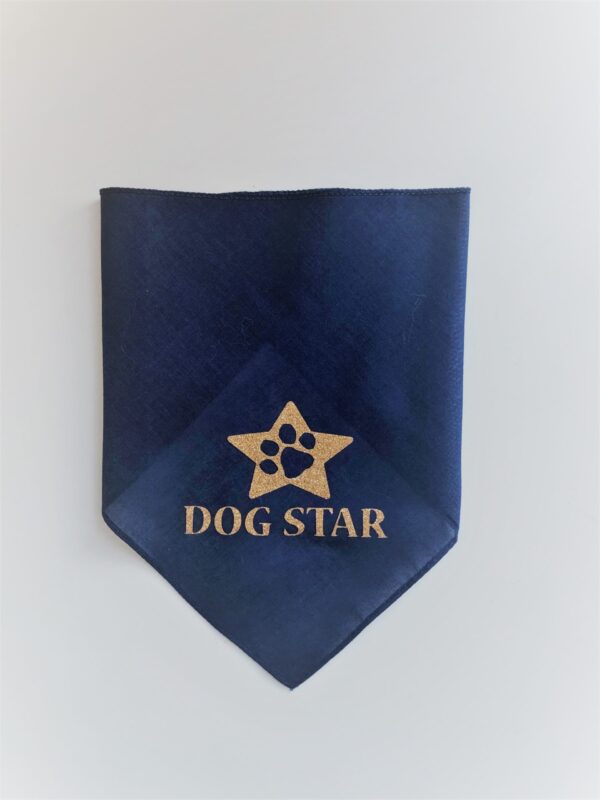 Barkday Party Bandanas - Dog Star (navy with gold glitter), Small