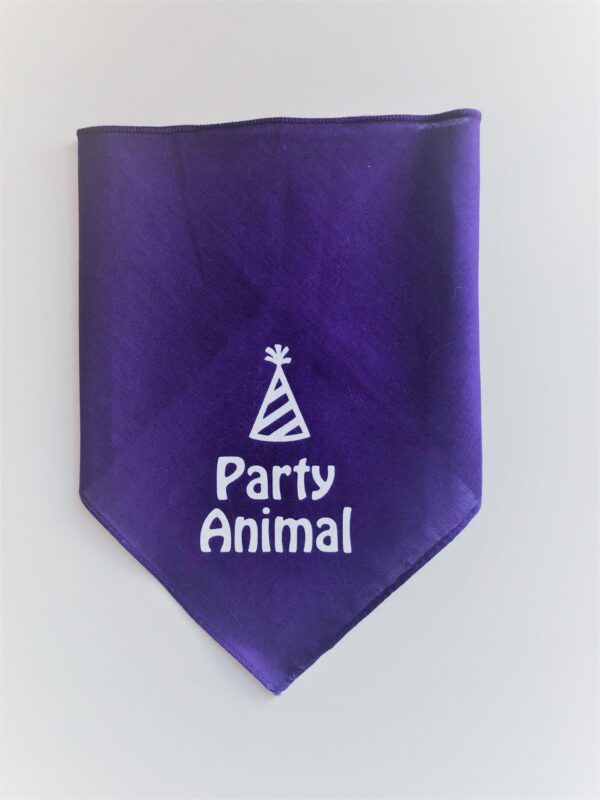 Barkday Party Bandanas - Party Animal (purple with white glitter), Small